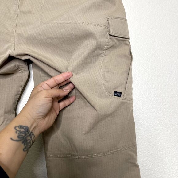 5.11 Tactical Pants Womens Size 10 Utility Ripstop Work Cargo Beige Straight Leg - Picture 14 of 16
